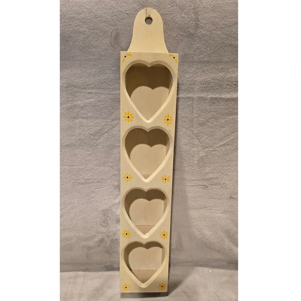Vintage Wooden Heart Cottagecore Farmhouse Trinket Hanging Shelf 19.5